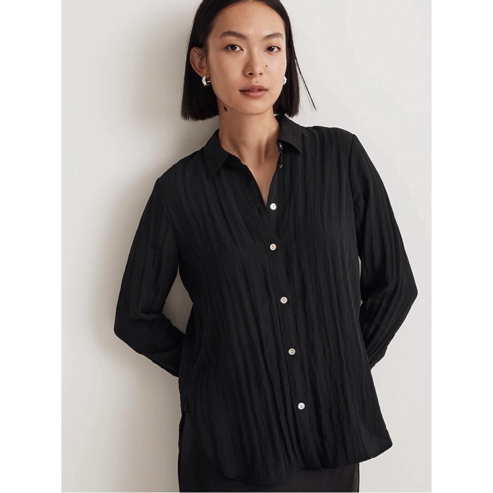 Crinkled Button-Up Shirt - Size Small